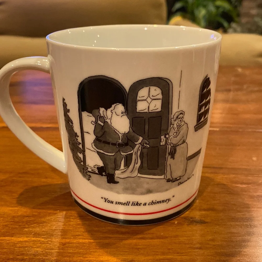 NWOT Christmas New Yorker Cartoon Mug Restoration Hardware 1991 Santa NEW